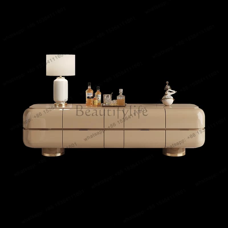 American light luxury style lacquered TV cabinet living room wall storage floor cabinet modern high-end solid wood
