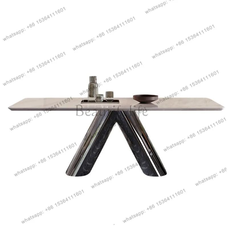 Natural marble dining table Italian light luxury minimalist luxury villa luxury stone dining table