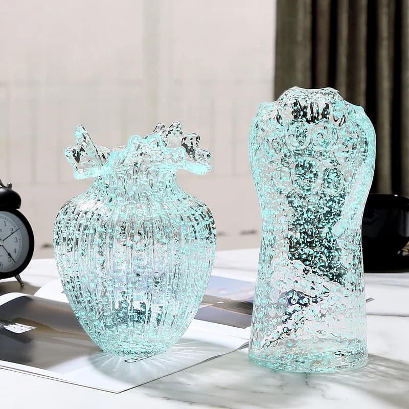 Fluorescent Vase Glows in The Dark, Exquisite Luminous Glacier Vase, Unique Transparent Vase, Living Room