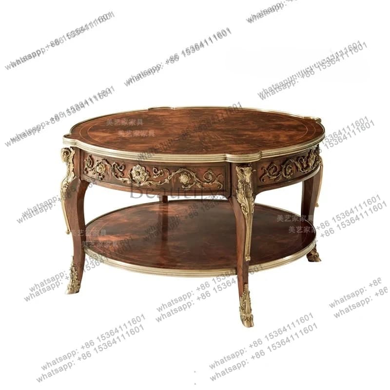 English mahogany round coffee table neoclassical light luxury living room villa furniture high-end fashion
