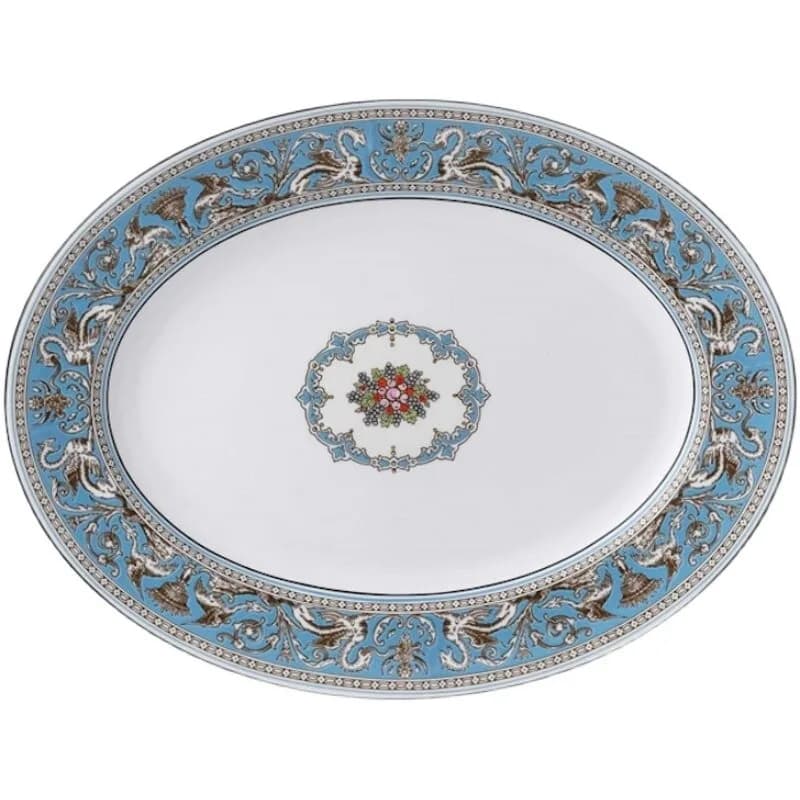 Silk Road 35cm fish plate bone china oval plate imported plate