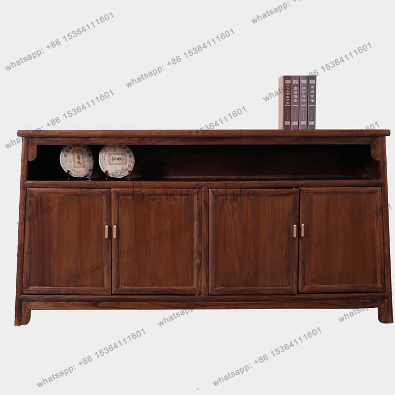 New Chinese Style Solid Wood Sideboard, Old Elm Black Walnut Storage Cabinet Furniture