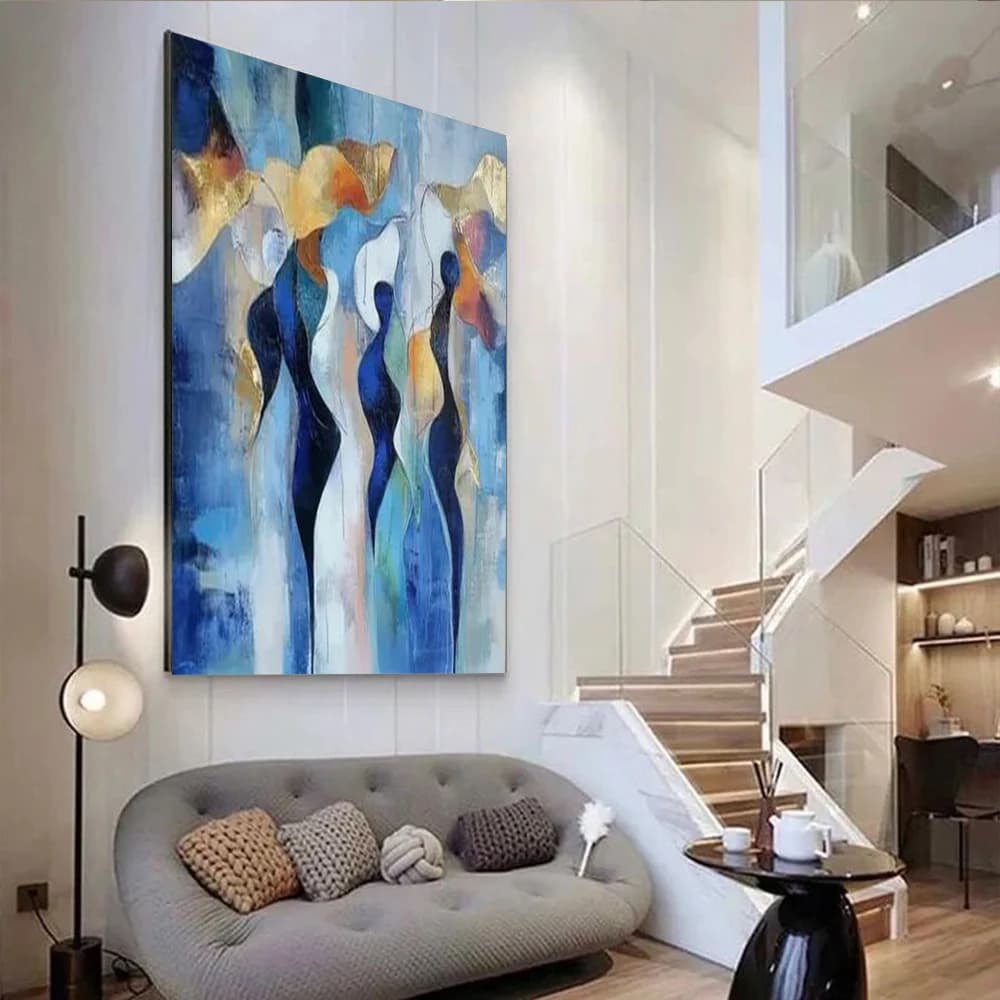 100% hand drawn white lines abstract oil painting original wall painting home living room decoration paint interior aesthetics