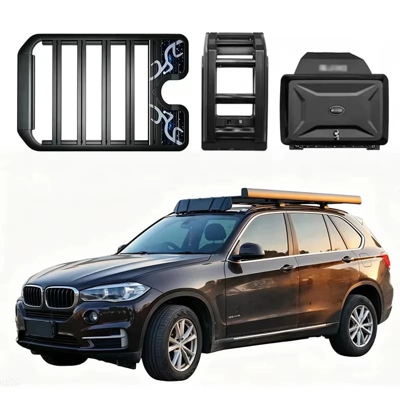 Aluminum Alloy Car Roof Cargo Luggage Rack Baskets Side Ladder Side Box for BMW X5 2010-2026