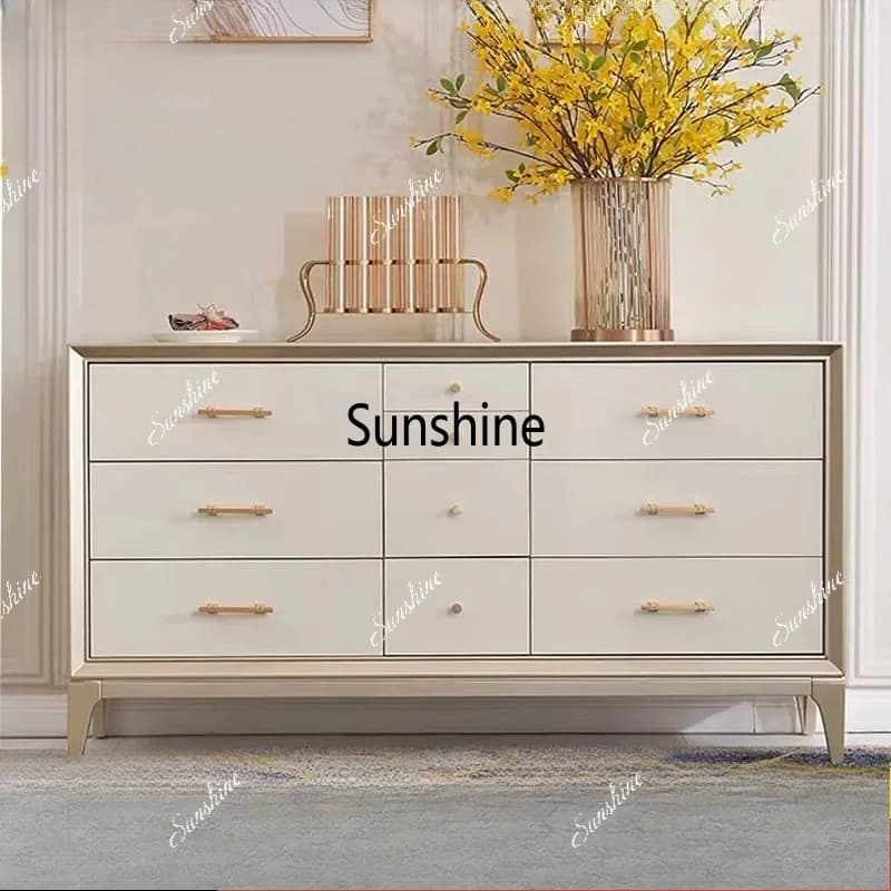 American light luxury solid wood nine-chest cabinet living room against the wall drawer side cabinet