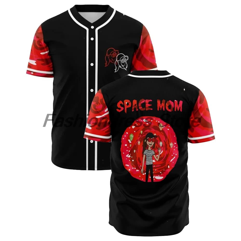 Rezz Space Mom Baseball Jersey Music Festival Merch V-Neck Short Sleeve Button-up Shirts Women Men Streetwear Tops