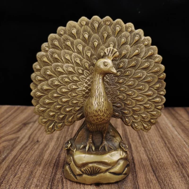 Brass Ornament Peacock Spreading Its Wings Home Office Desk Decoration Creative Gift Craft