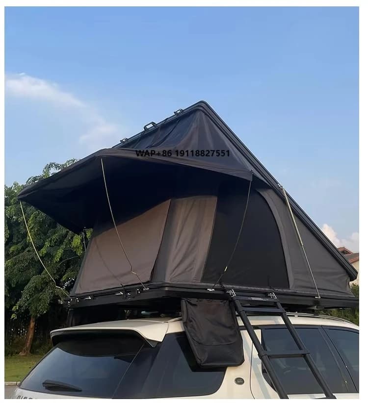 EM Internal X Hinge 2-3 Person Australian Triangular Roof Tent Hard Shell Aluminum Equipped Solar Panel Luggage Rack Four-Season
