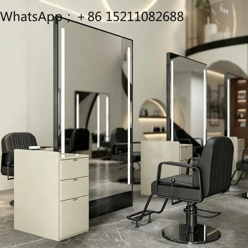 LLY barber shop with lamp cabinet integrated mirror hair salon special single and double-sided perm and dyeing floor mirror