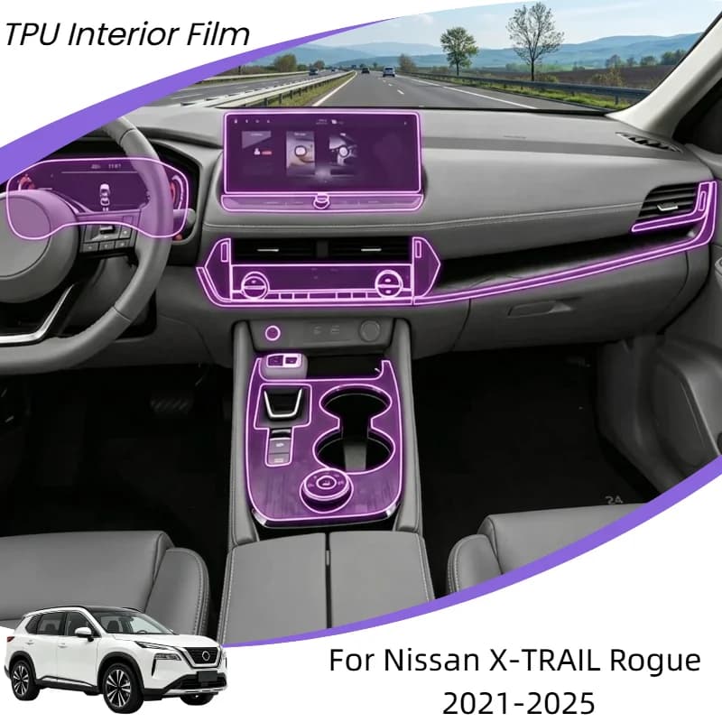 For Nissan X-TRAIL Rogue 2021-2025 Interior Car Center Console Navigation Screen Transparent TPU Protective Film Anti-scratch