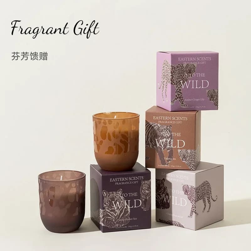 Soybean wax aromatherapy candle gift box glass with hand gift handmade smokeless candle household fragrance candle set
