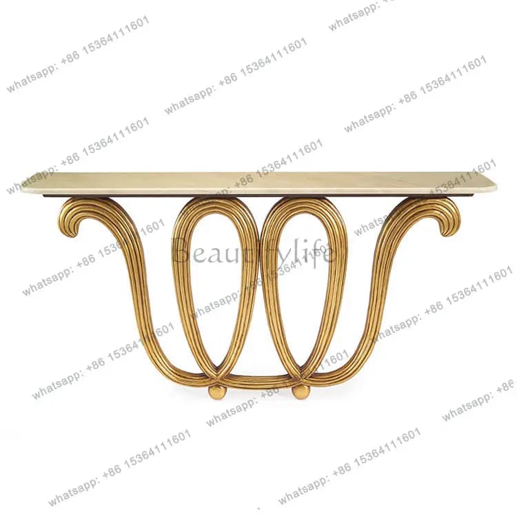 YJ American light luxury marble countertop entrance table modern foyer aisle entrance table retro gold edge cabinet