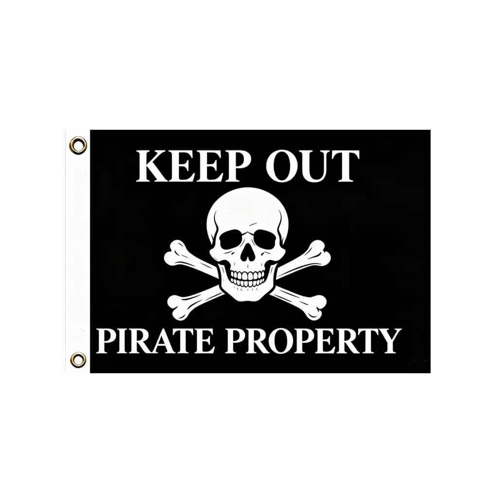 Jolly Roger Skull Crossbones Flag Keep Out Pirate Property Banner 2x3ft 3x5ft For Garage Man Cave Bedroom Indoor Outdoor Decor