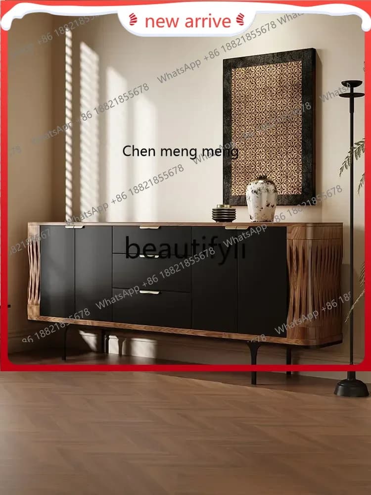 SS ss7486 Medieval solid wood dining side cabinet retro storage cabinet villa living room entrance decoration dining room locker
