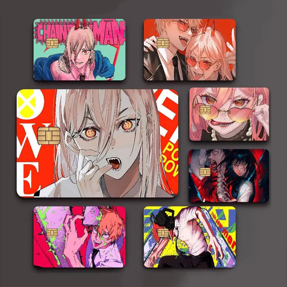 Chainsaw Man Anime Game Film Cover Sticker Case for Small Chip Credit Debit Card Front Side