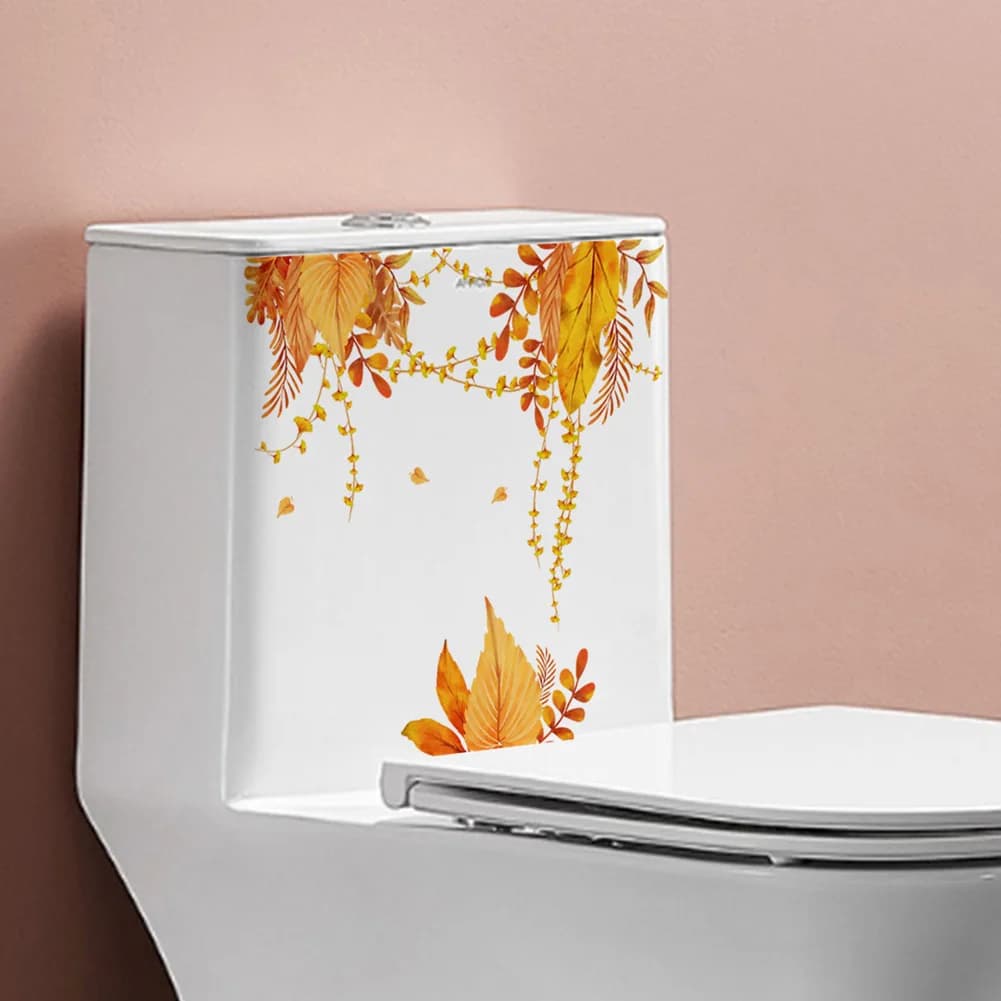 Beautiful Yellow Leaves Wall Stickers Bathroom Toilet Decor Mural Living Room Cupboard Beautify Decoration Self-adhesive Decals