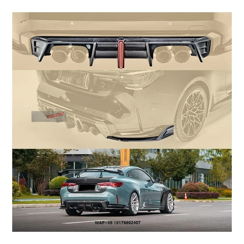 New Dry Carbon Fiber for G80 G82 M3 M4 Rear Bumper with Light Lip Corner Exhaust Cutouts Bolt-On Universal Fitment