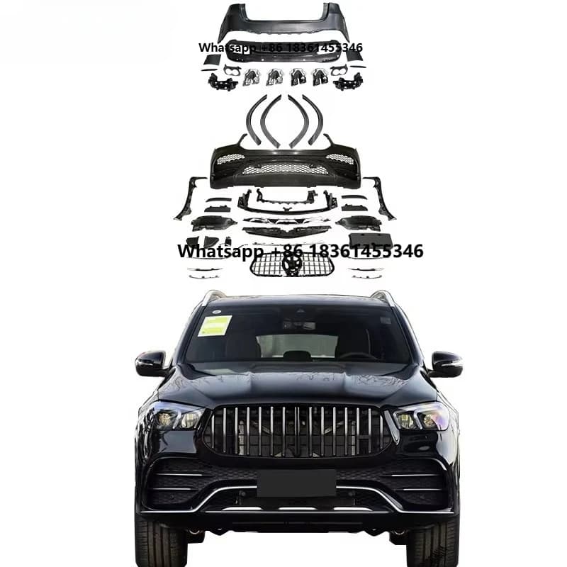 For 2019-2022 GLE Class Upgrade GLE53 Body Kit Front Bumper GT Grille Diffuser with Exhaust W167 Bumper