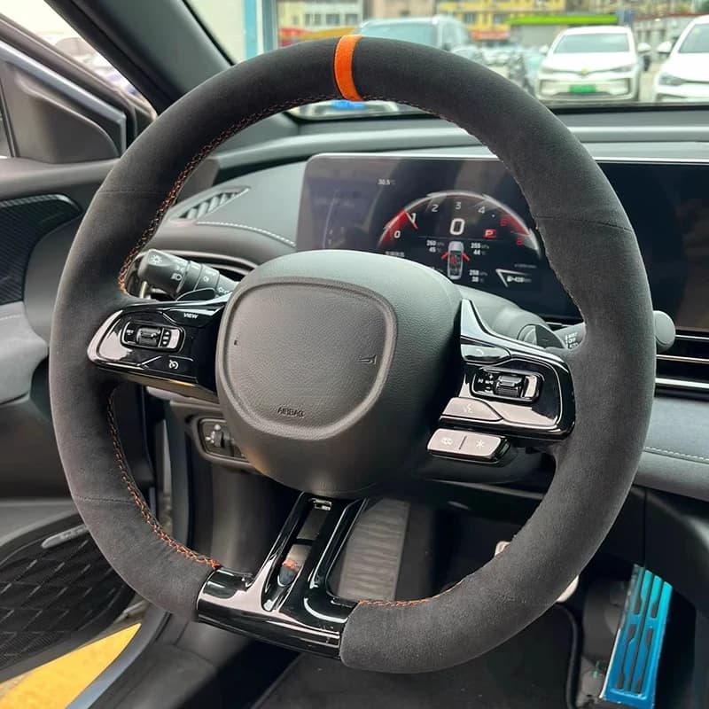 For 2024 GAC E8 Emkoo GS4 GS3 Emzoom Hand-Stitched Genuine Leather Steering Wheel Cover Full Wrap