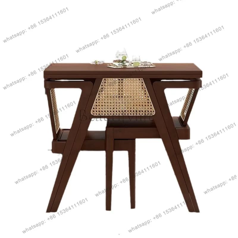 Solid wood balcony table and chair three-piece combination household small apartment simple one table and two chairs