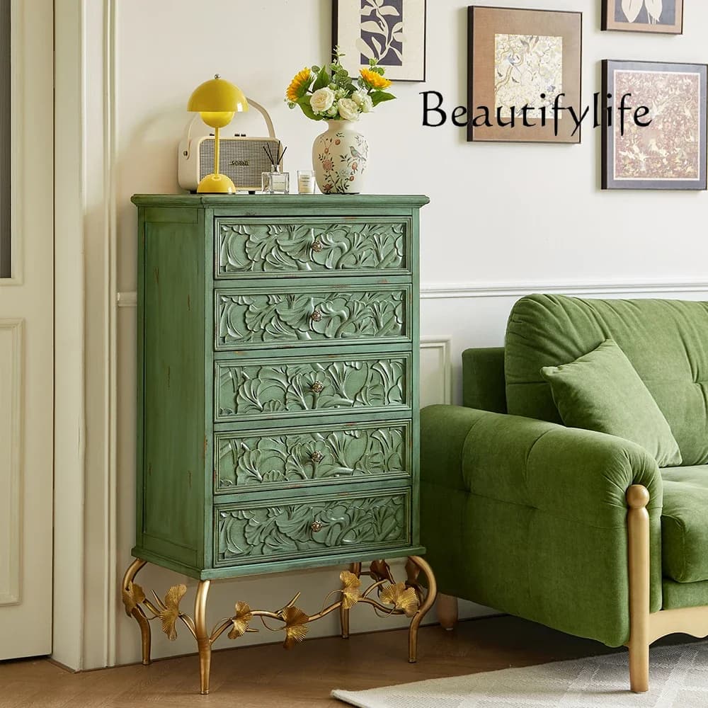 B American Solid Wood Chest Living Room Storage Bedroom Balcony Locker Entrance Decorative Sofa Retro Side Cabinet