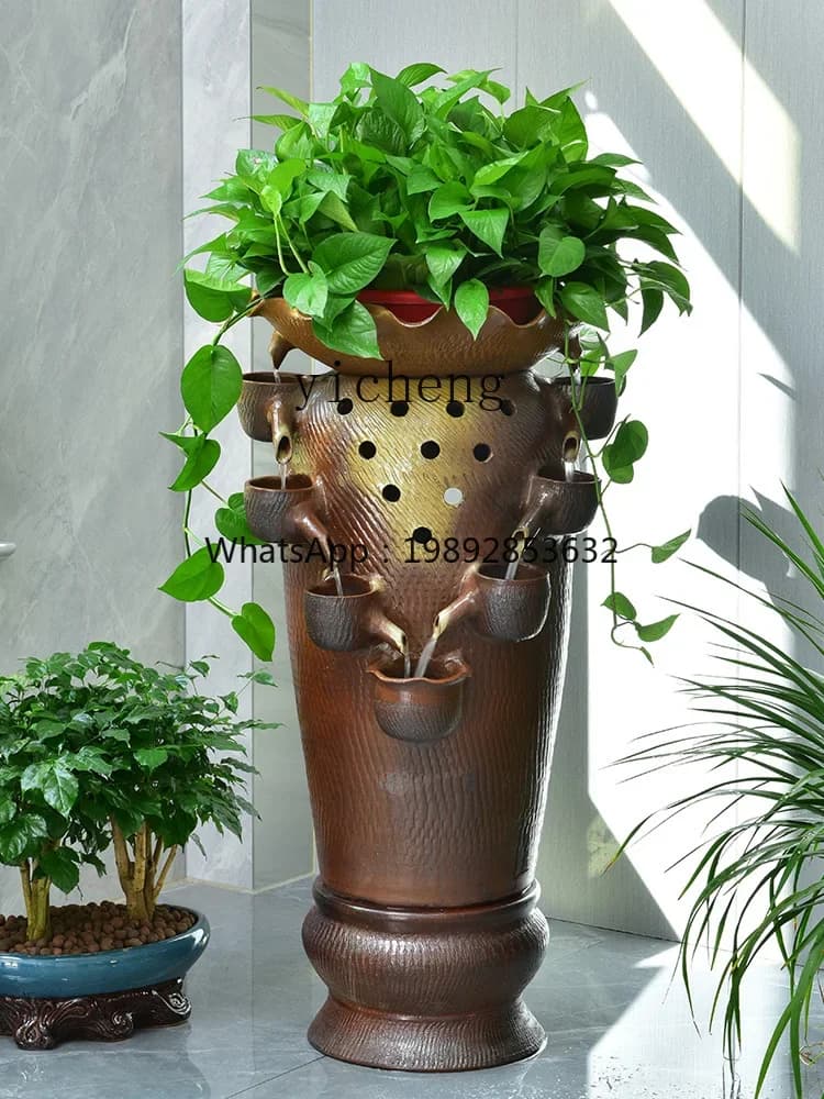 r5.20 flowing water ornament floor-to-ceiling outdoor pottery pot landscaping courtyard garden layout water feature