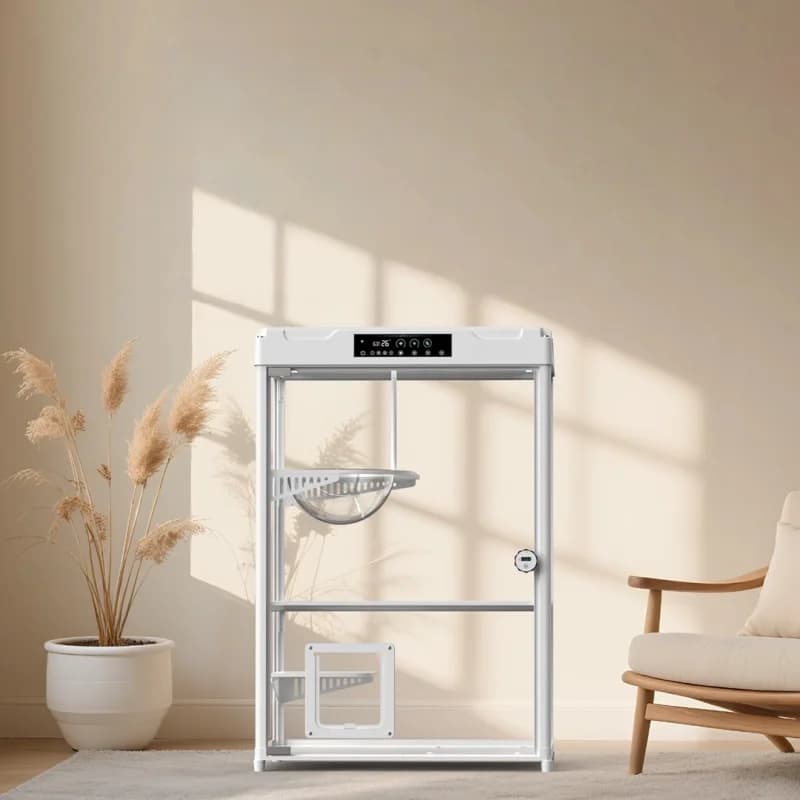 Home Smart Pet Cabin: Large Double-layer Space with Fresh Air System and Camera, Controllable Via Smartphone