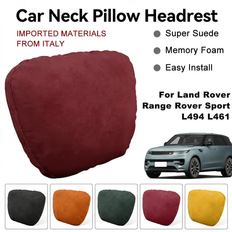 Italy Suede Car Neck Rest Pillow For Land Rover Range Rover Sport L494 L461 Seat Head Neck Support Cushion Auto Interior Parts