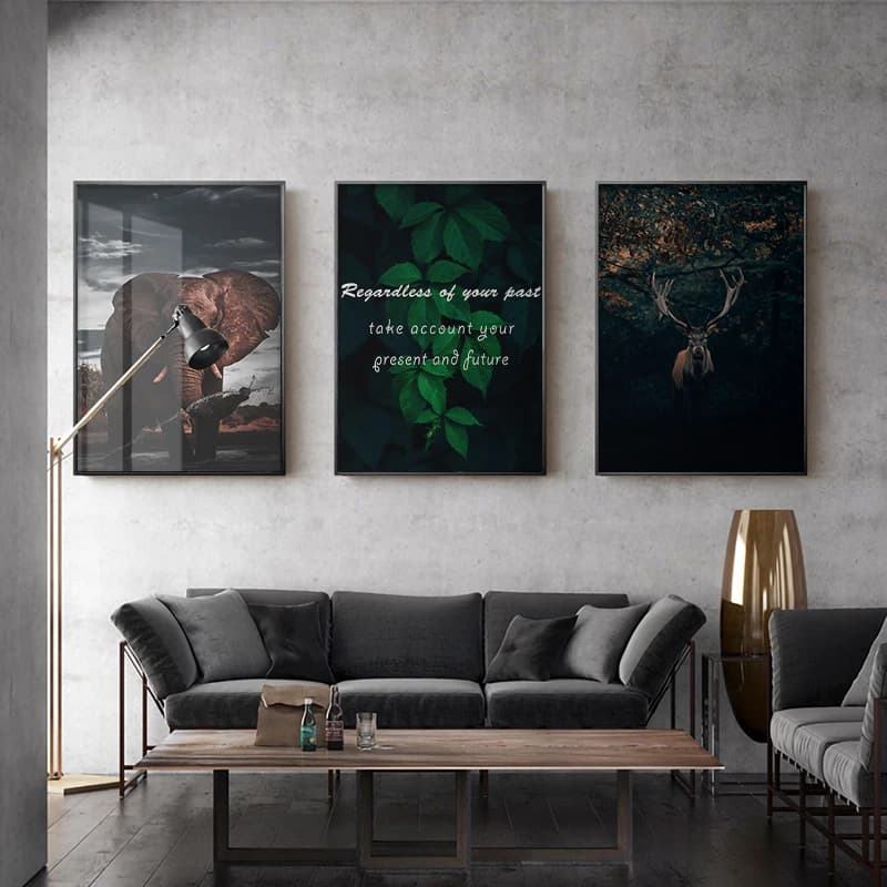 Modern Elephant Dear Animal Posters Prints Pictures Botanical Wall Art Canvas Painting for Living Room Home Decor