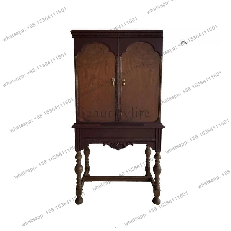 yj57 French retro wine cabinet wall locker American living room high cabinet light luxury solid wood dining side cabinet