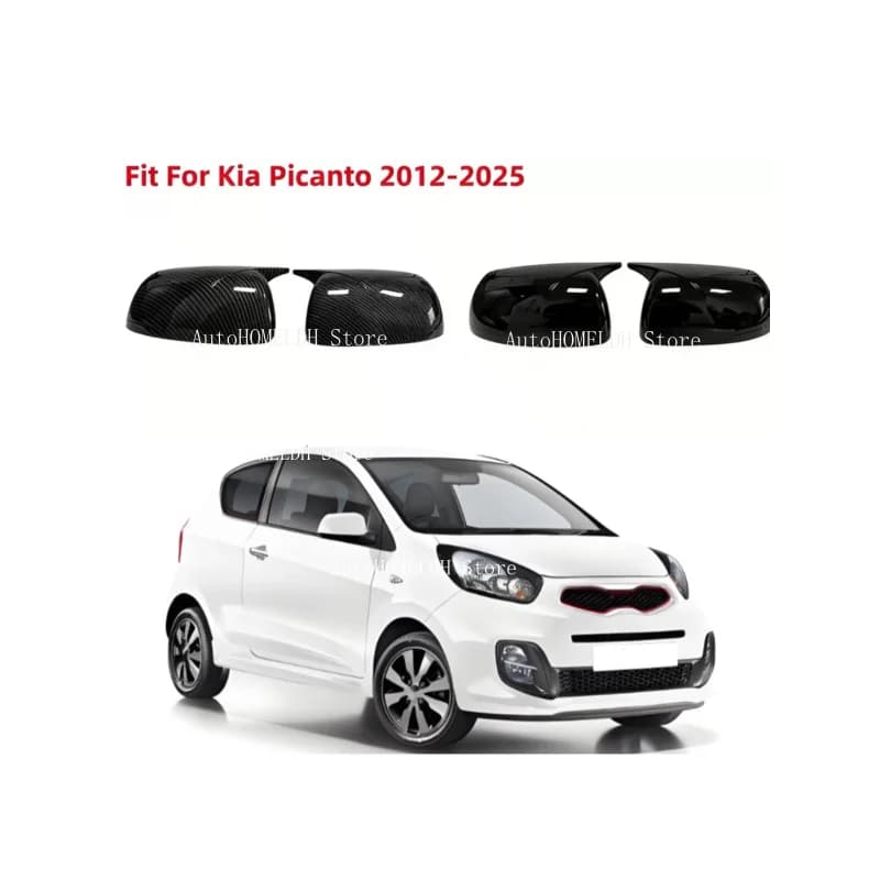 Car Rearview Side Mirror Cover Wing Cap Fit For Kia Picanto 2012-2022 2021 2023 2024 2025  Sticker Door Case Trim Carbon Fiber