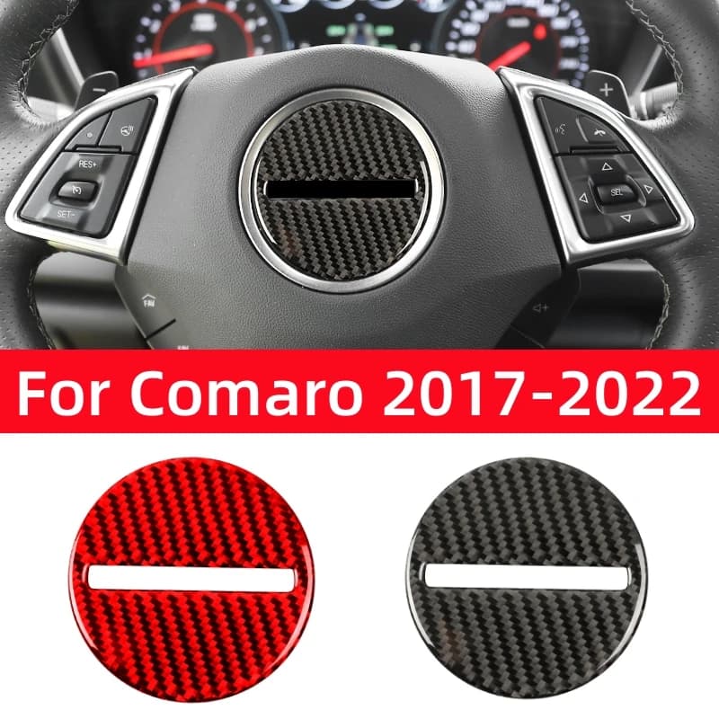 Real Carbon Fiber for Chevrolet Camaro 2017-2022 Accessories Interior Car Steering Wheel Panel Trim Cover Decorative Stickers