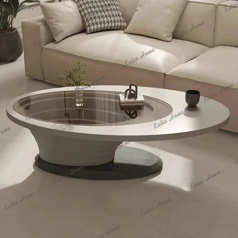Factory Direct Manmade Board Coffee Table Aesthetic Oval Side Living Room Tea Table Space Saving Designer Salontafel Woomkamer H