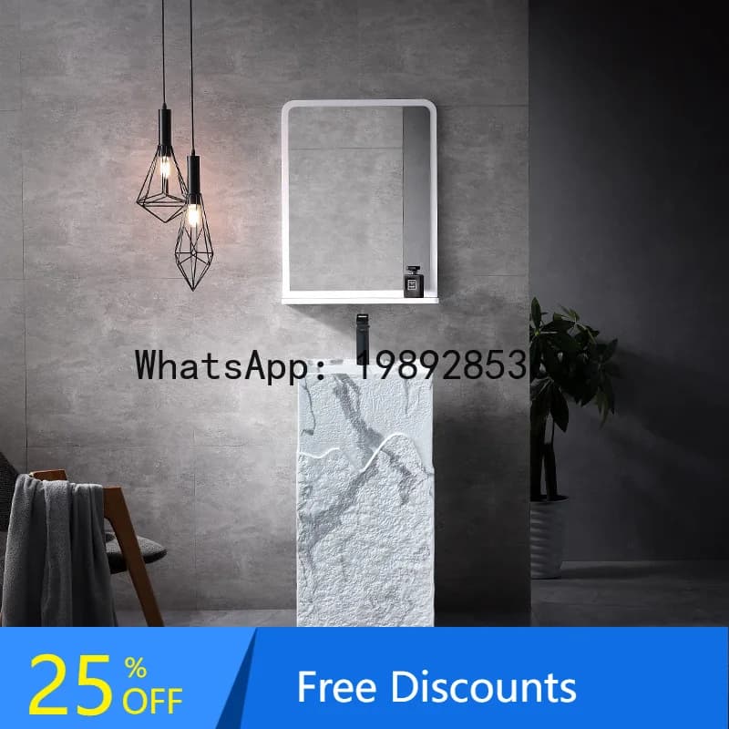 YFY Integrated Floor-Standing Balcony Marble Pattern Art Washbasin Hotel Garden Column Basin Custom Ceramic