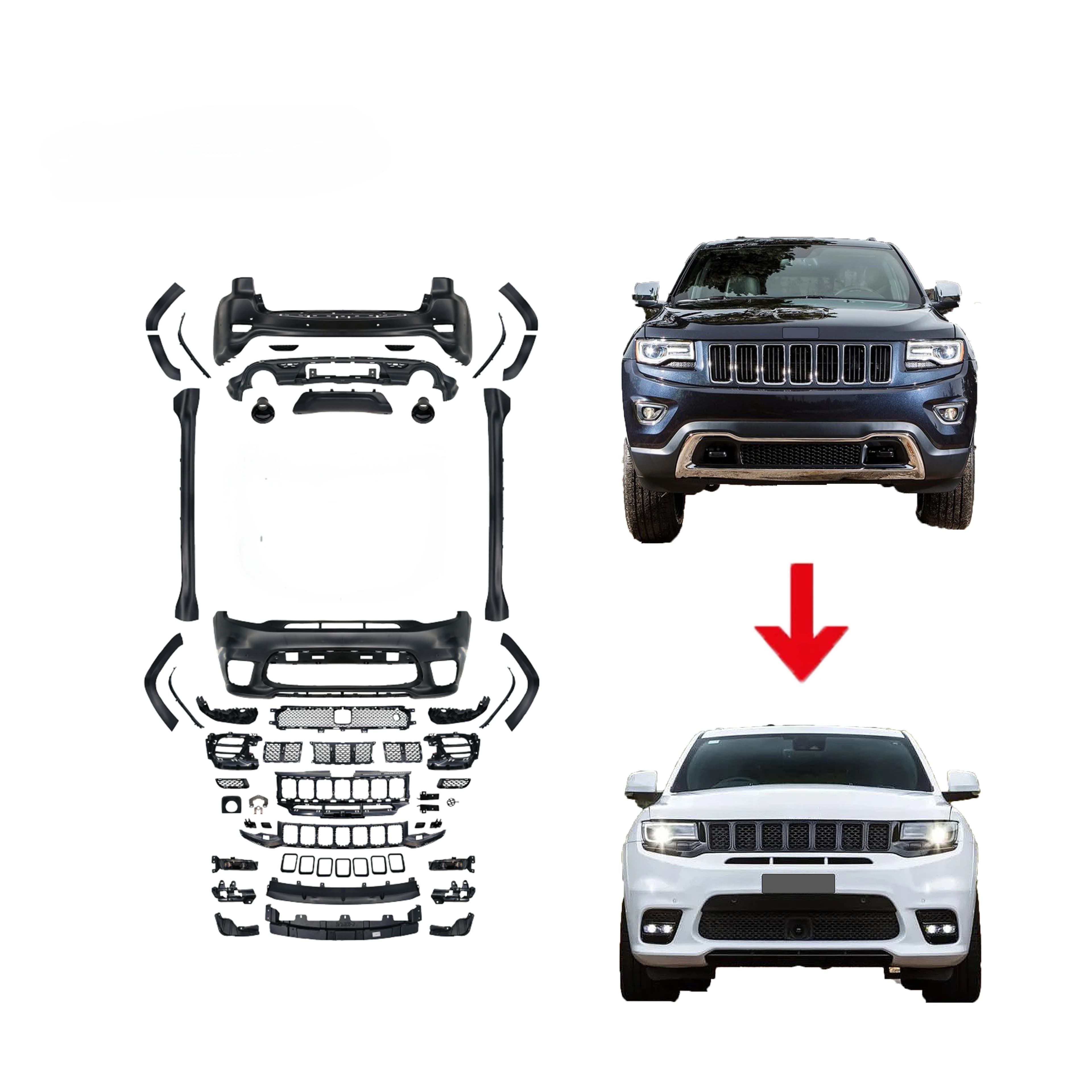 Car Modification Kit for JEEP Grand Cherokee 2014-2020 Modified SRT Kit Front and Rear Bumper Side Skirt Body Kit