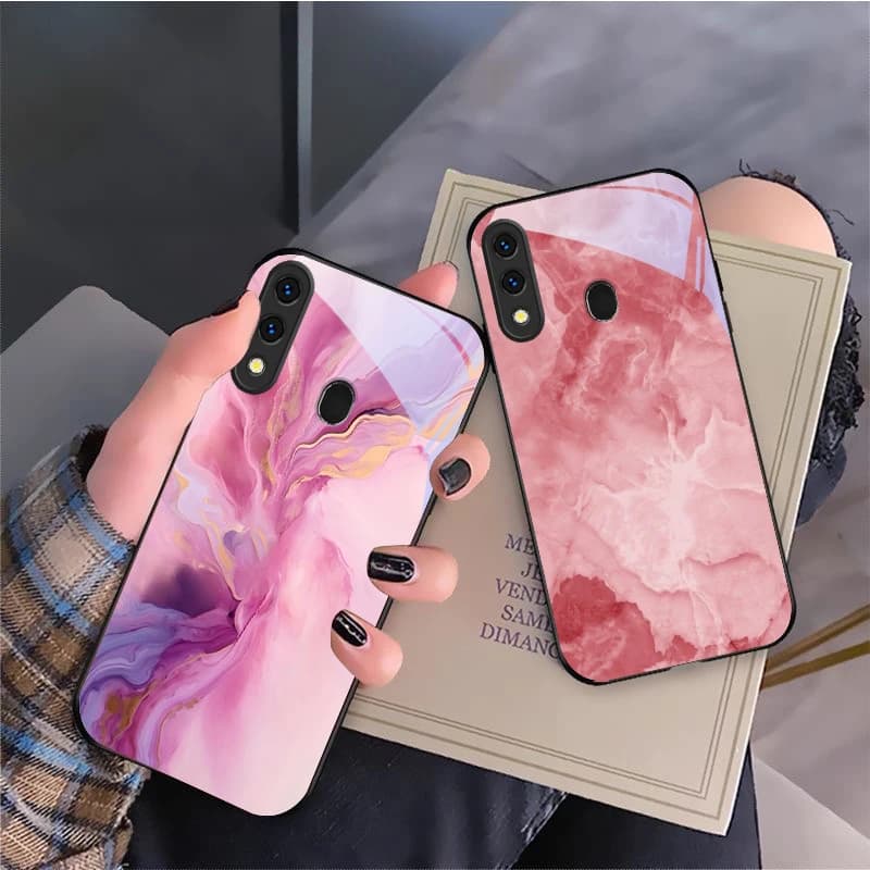 Pink marble texture image For Samsung Galaxy A70 A71 A72 A73 A8s A51 A56 A55 A54 A35 A34 A32 A30 A26 A25 A24 23 Glass Phone Case