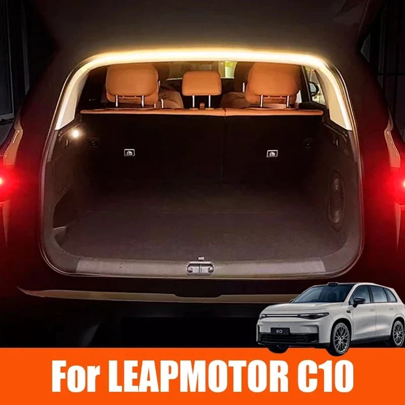 For Leapmotor C10 2024 2025 Car Rear Trunk LED Light Bar Strip Trunk Interior Brightening Decorative Lamp Strip Automatic Light