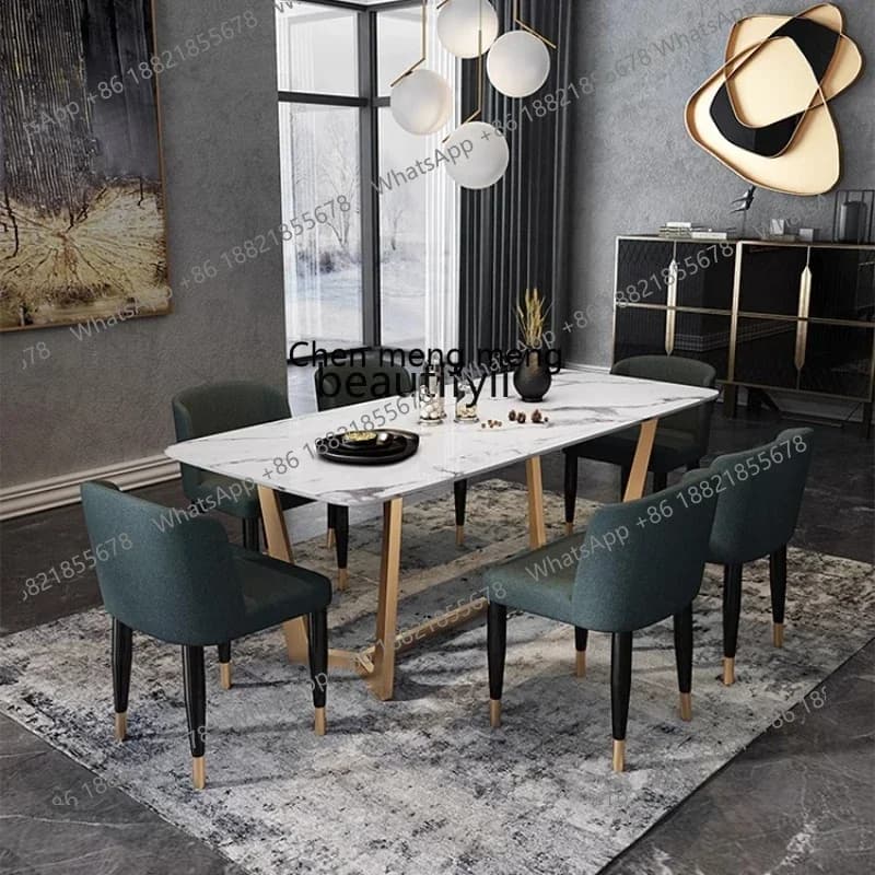 M178 Nordic marble dining table and chair combination designer stainless steel light luxury dining table simple dining table