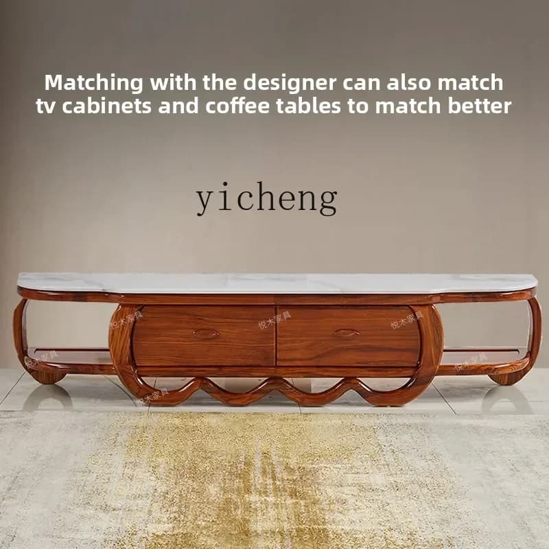 GZ-8 Ebony Wood Coffee Table Living Room Solid Wood TV Cabinet Storage Home Use