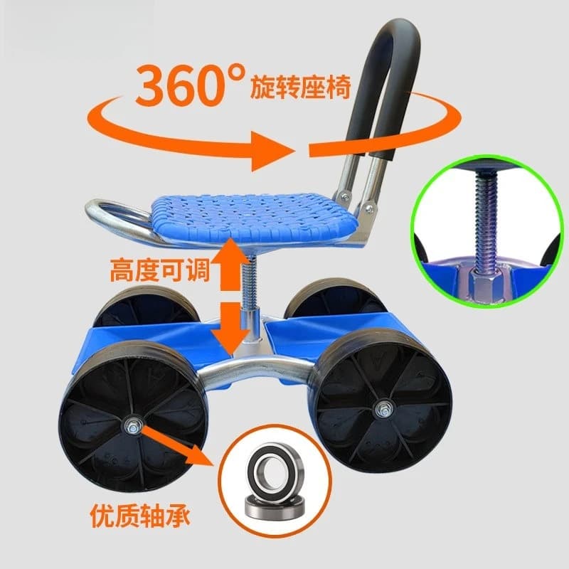 Upgraded Farm Field Working Stool Portable Farming Seat Garden Planting Pruning Mobile Work Chair for Greenhouse