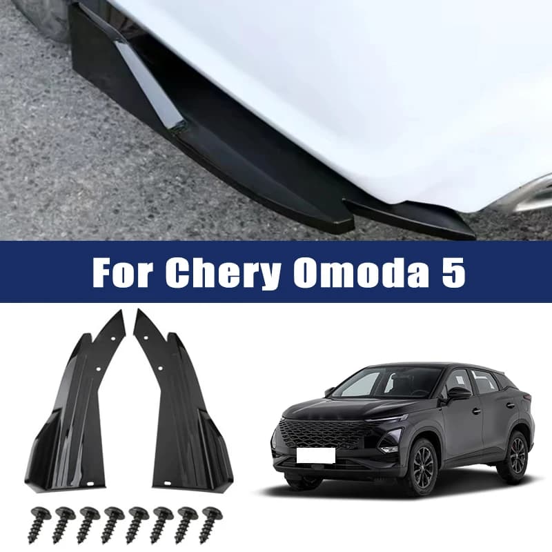 2pcs Car Rear Bumper Spoiler Lip Carbon Fiber Wing Trim Anti-crash Diffuser Side Skirt Wrap Angle Splitter For Chery Omoda 5