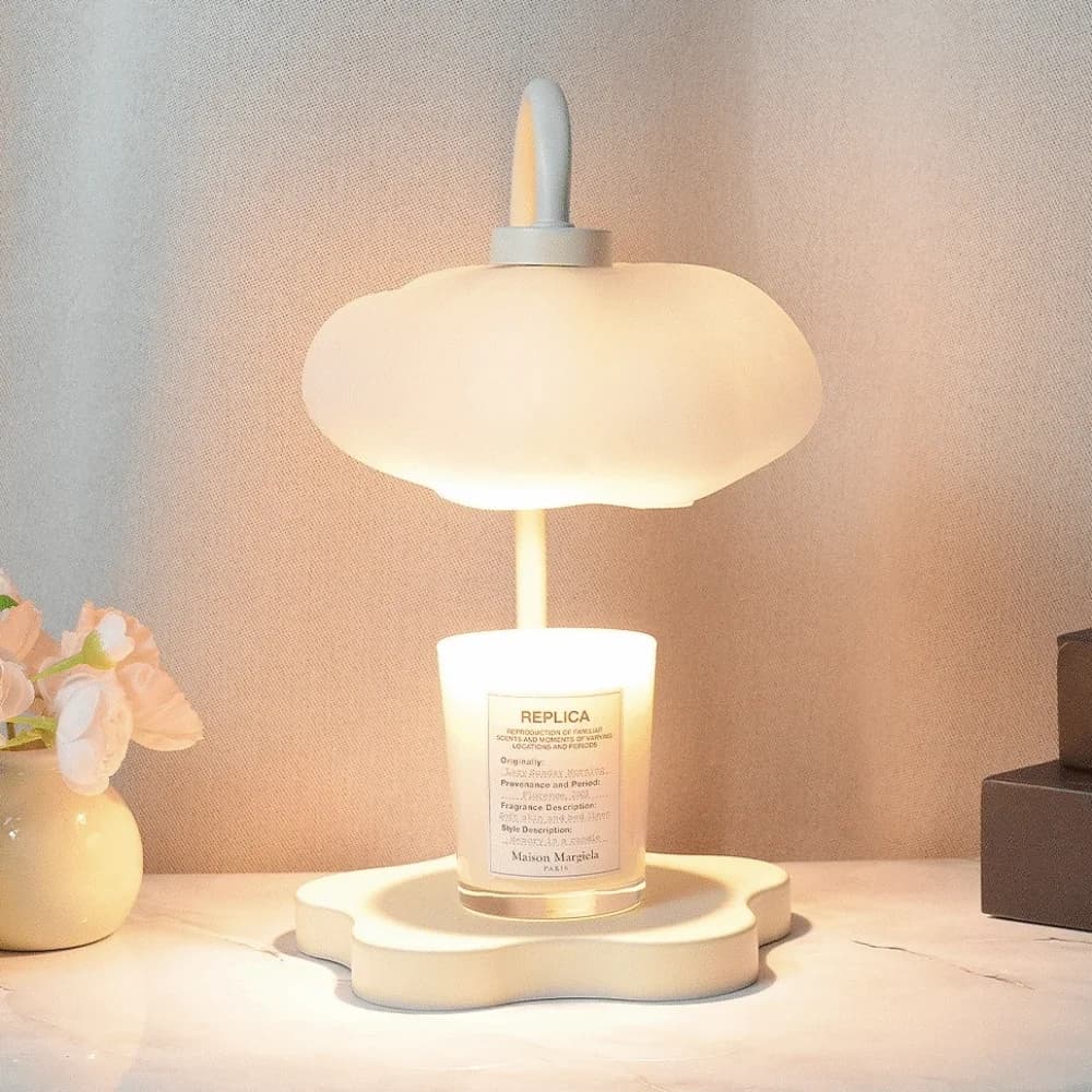 Adjustable Brightness Candle Warming Lamp with Timer Cloud-Shaped Candle Melting Lamp Melting Candles Aromatherapy Night Light