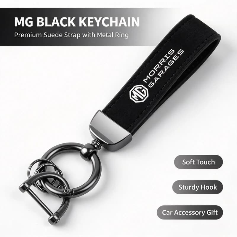 Car Suede Key Strap Heavy Duty Metal Buckle Clip Anti Lost Car Key Fob For MG ZS MG4 EV MG HS MG3 MG5 EV Marvel R MG ONE