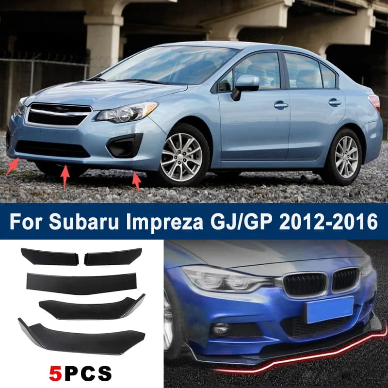 Adjustable 5Pcs Sectional Front Spoiler Lip For Subaru Impreza GJ GP 2012-2016 Front Bumper Splitter Car Exterior Sport Body Kit