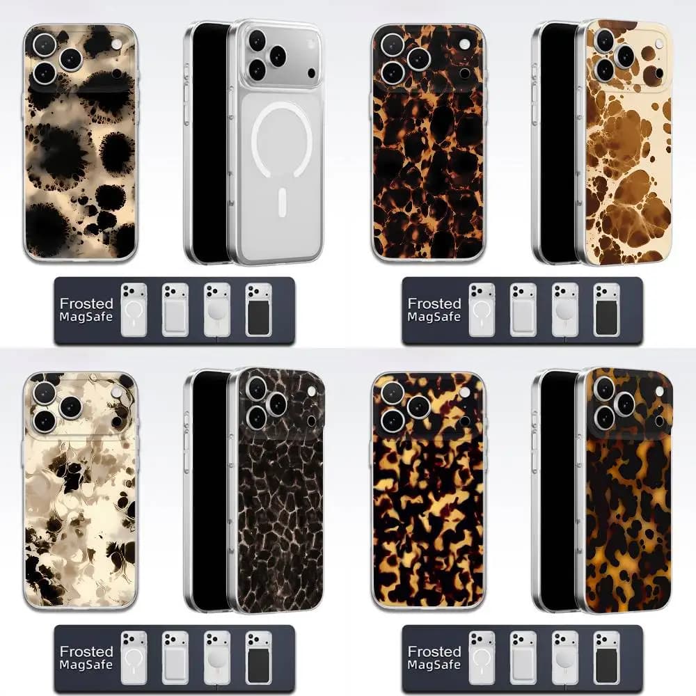 Tortoise Shell Marble Turtle Texture Phone Case For iPhone 17,16,15,14,13,12,11,Pro,Max,Plus,E,Air,Mini Magsafe Frosted Cover