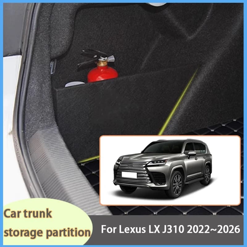For Lexus LX J310 2022~2026 MK4 Car Organizer Thickening Trunk Side Partition Trunk Interior Storage Box Parts