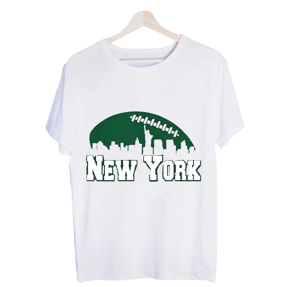 Men's Football and City Skyline Graphic Tee, Short Sleeve Crew Neck T-Shirt for Casual Urban Style and Sports Fans