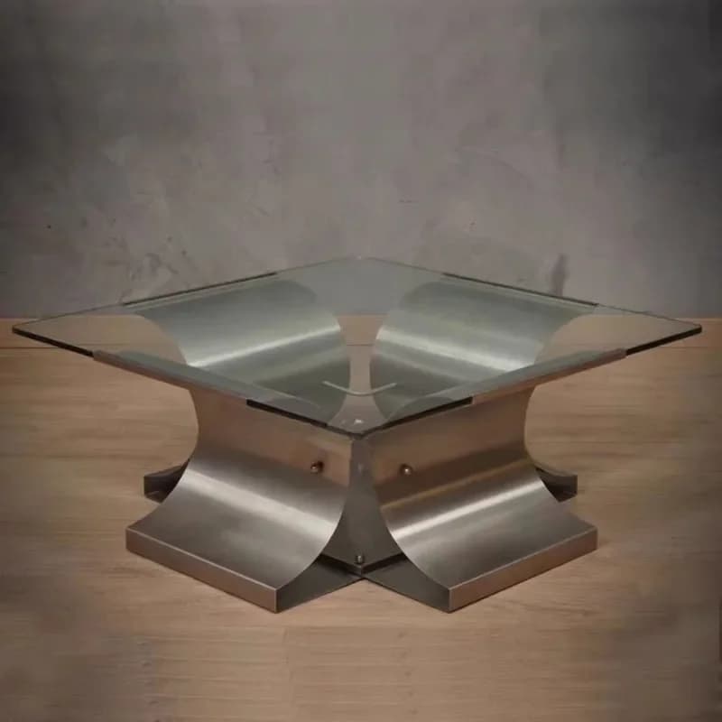 X Italian Minimalist Stainless Steel Tempered Glass Living Room Coffee Table Coffee Table Club Low Coffee Table