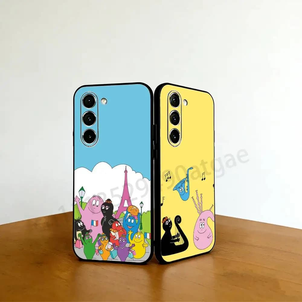 Hot Sale Cute Barbapapa Phone case For Samsung Galaxy A53,51,72,73,31,30,42 Soft Silicone Black Cover
