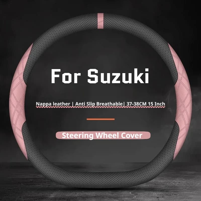 For Suzuki Jimny Swift Vitara Ertiga Dzire Brezza Minimalist Leather Car Steering Wheel Cover, No Bulk, Car Interior Accessories